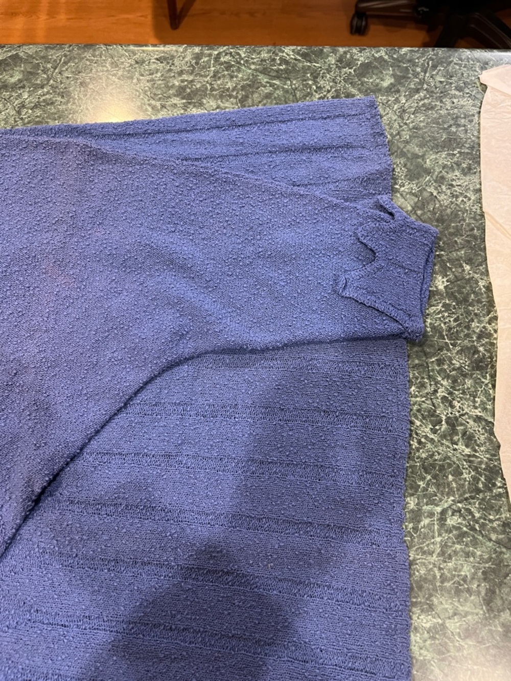 Vintage Blue Textured Knit Two-Piece Skirt and shirt Set - Picture 5 of 11